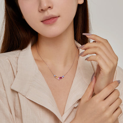 [Vivid Aurora]Dainty Colorful Heart Necklace