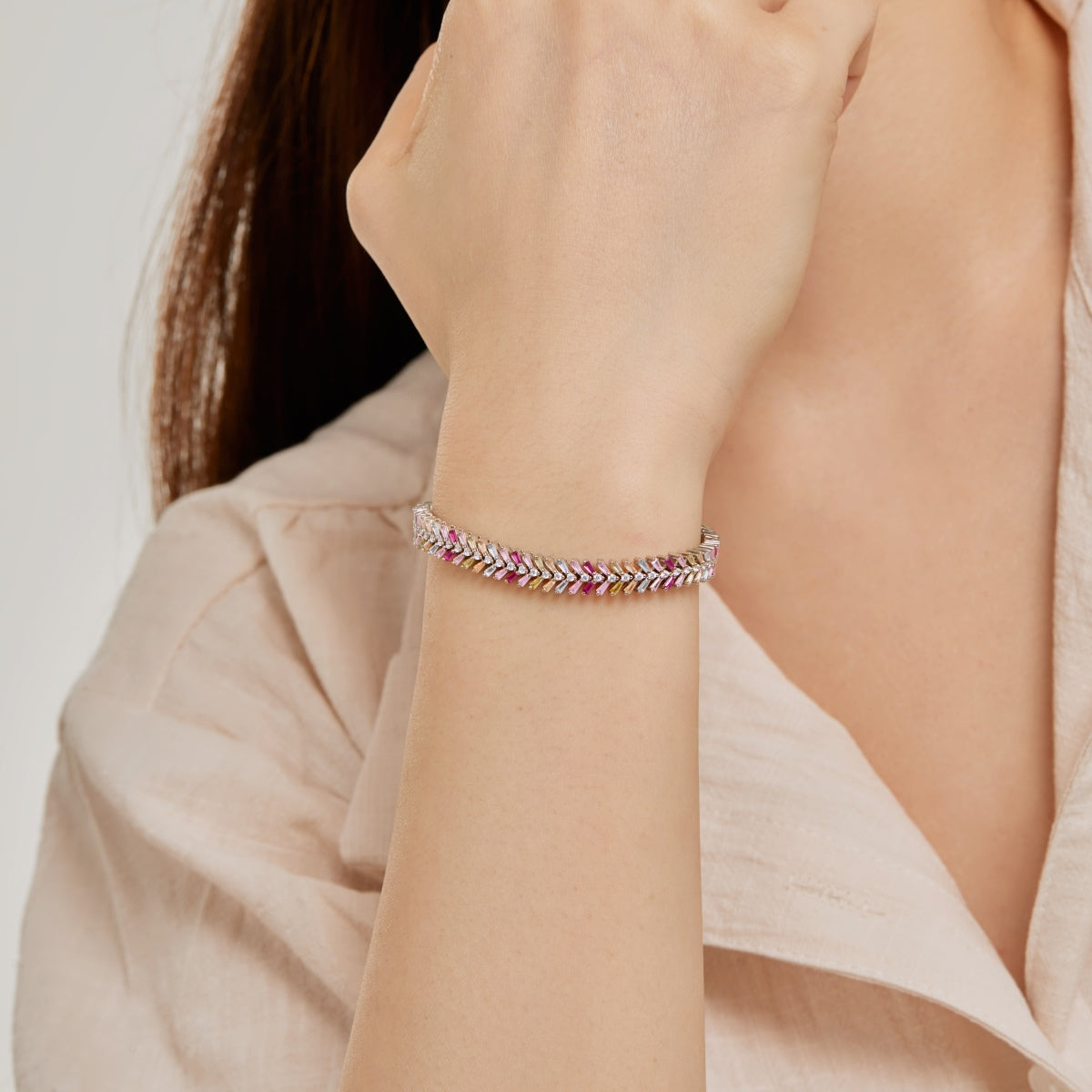 [Vivid Aurora]Dainty Radiant Emerald Cut Daily Bracelet